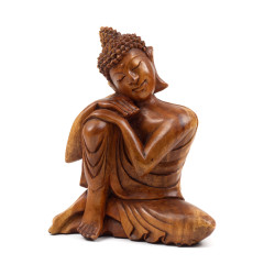 Buddha s nakloněnou hlavou 30 cm - dřevořezba