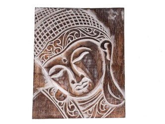Buddha na desce 25x20 cm - dřevořezba
